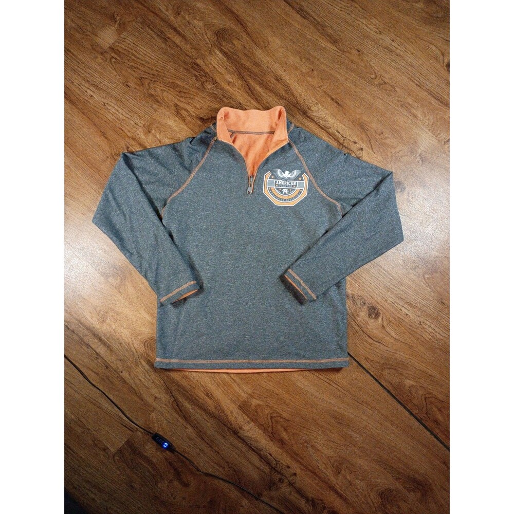 American Fighter Reversible Quarter Zip Mens M Gray Orange